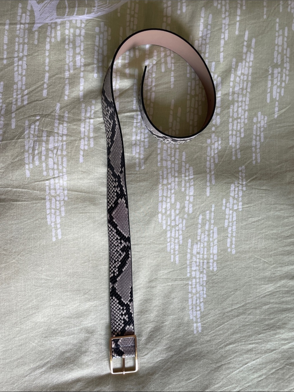 B-Low The Belt Snakeskin Print Leather Belt with Gold Buckle - Picture 2 of 4